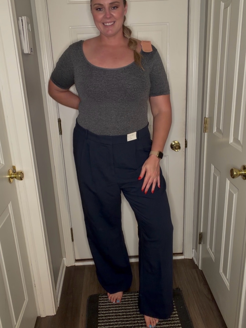 Abercrombie & Fitch Navy Wide-Leg High-Rise Pants